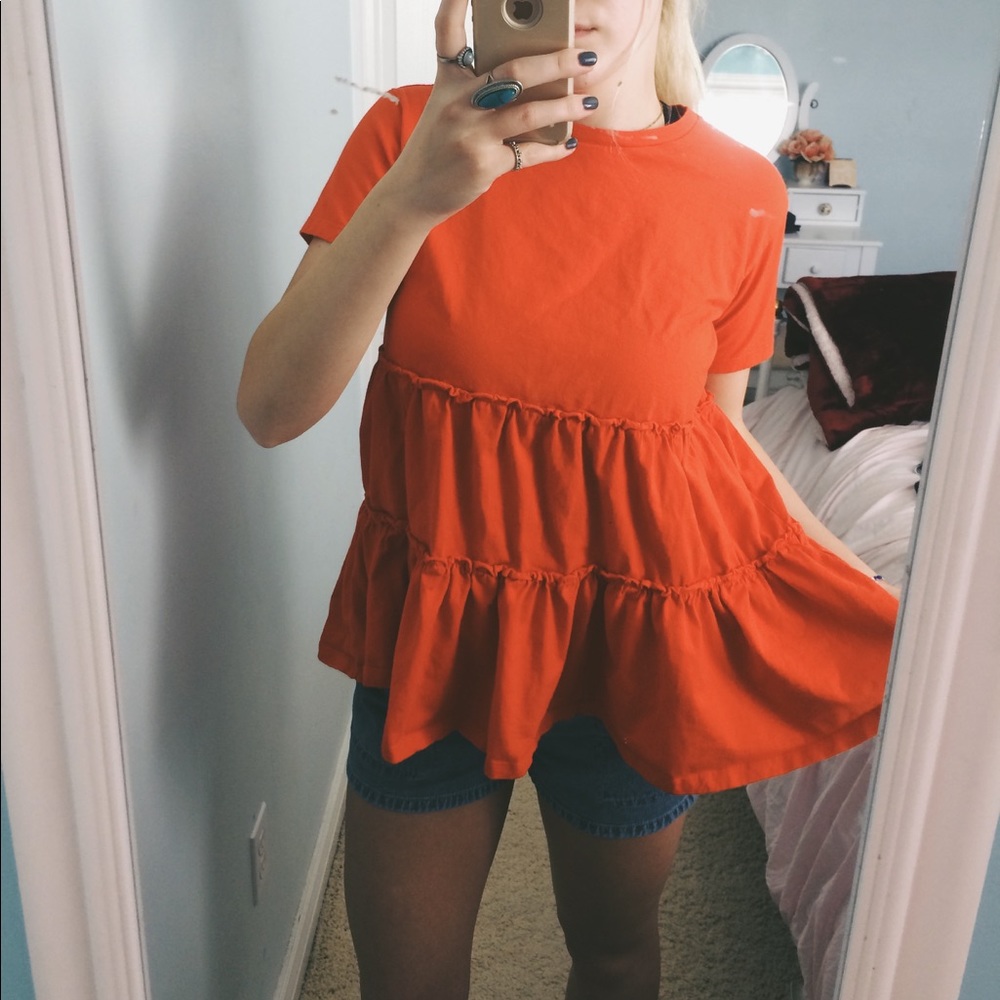 ASOS Peplum Tiered Ruffle Top - Picture 2 of 5